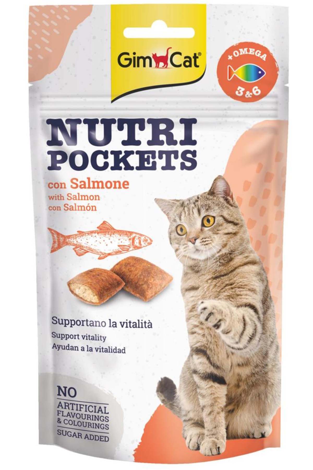 GimCat Nutri Pockets with Salmon and Omega 3 & 6 60g